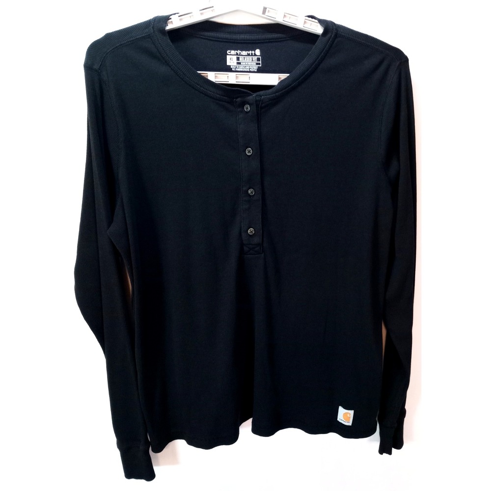 Carhartt Boy's Relaxed Fit Thermal Henley Shirt, XL 16-18, Black